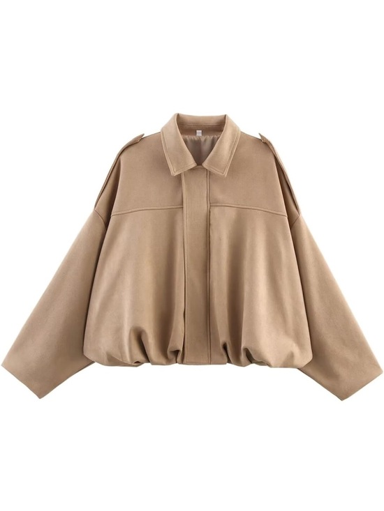 Csvinkiko Jackets & Blazers - Women’s Balloon-Hem Utility Jacket in Beige